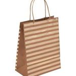 Market - Cadouri - Pungi cadou si accesorii - Punga pentru cadou kraft, maro cu dungi aurii, 20x11x26 cm - Infinity.ro