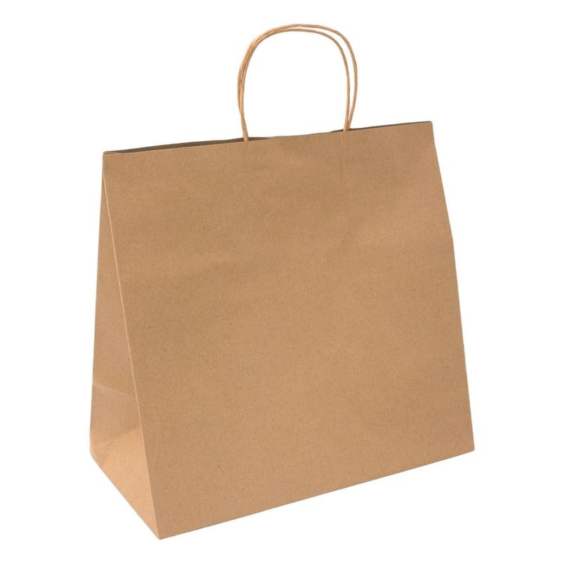 Market - Cadouri - Pungi cadou si accesorii - Punga pentru cadou din hartie kraft, Maro, 31x17x32 cm, cu manere - Infinity.ro