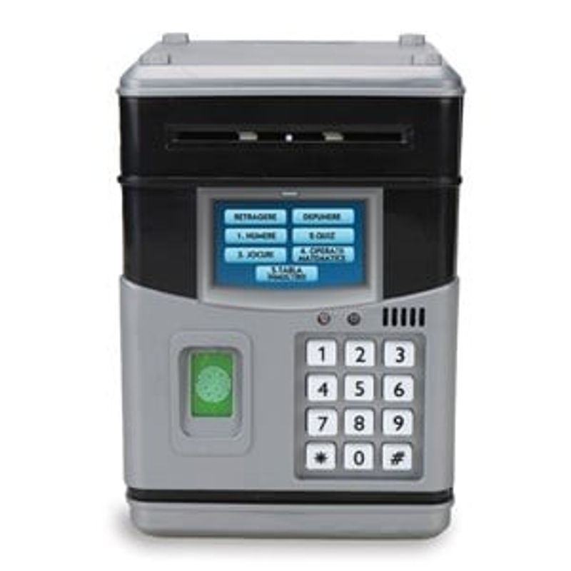 Carti si Birotica - Birotica - Accesorii de birou - Pusculite - Pusculita Educativa ATM cu Cod PIN si Amprenta Digitala, Gri, 3+ - Infinity.ro