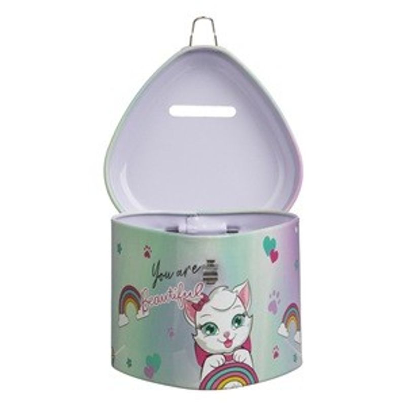 Carti si Birotica - Birotica - Accesorii de birou - Pusculite - Pusculita Metalica Inima Multicolora cu Lacat pentru Copii, 8x8x6.5cm - Infinity.ro