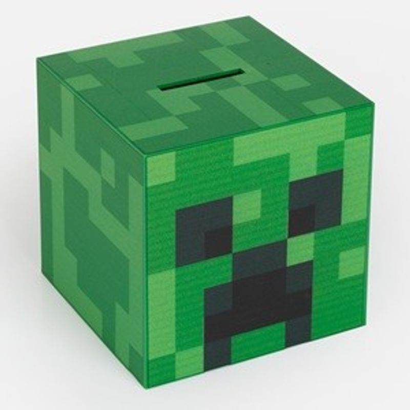 Carti si Birotica - Birotica - Accesorii de birou - Pusculite - Pusculita patrata din plastic, 12x12x12 cm, verde, model Minecraft - Infinity.ro