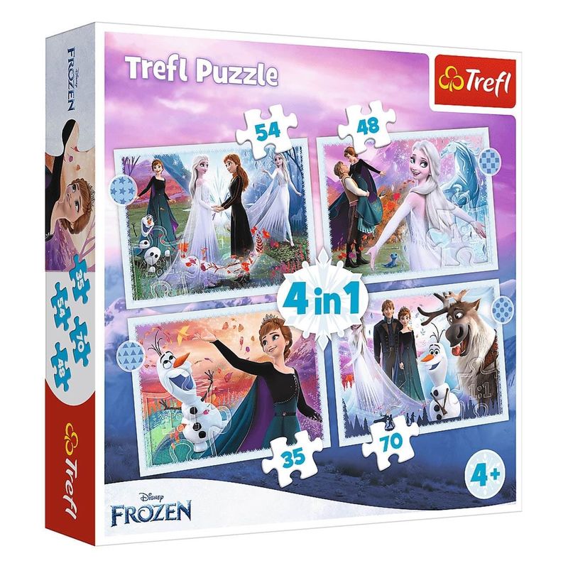 Jucarii, Copii si Bebe - Jucarii si jocuri - Jocuri si puzzle - Puzzle - Puzzle 4 in 1 Frozen 2, Set 4 puzzle-uri (35, 48, 54, 70 piese), Multicolor, 4+ - Infinity.ro