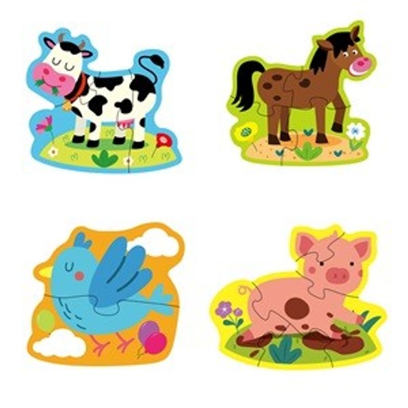 Jucarii, Copii si Bebe - Jucarii si jocuri - Jocuri si puzzle - Puzzle - Puzzle Bebe cu 4 Animale de la Ferma, 16 piese mari, Multicolor - Infinity.ro