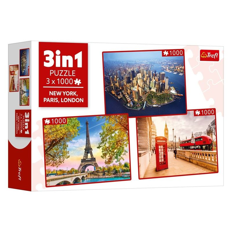Jucarii, Copii si Bebe - Jucarii si jocuri - Jocuri si puzzle - Puzzle - Puzzle cu 3 Imagini New York Paris Londra (3x1000 Piese) - Infinity.ro