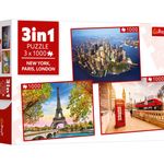 Jucarii, Copii si Bebe - Jucarii si jocuri - Jocuri si puzzle - Puzzle - Puzzle cu 3 Imagini New York Paris Londra (3x1000 Piese) - Infinity.ro