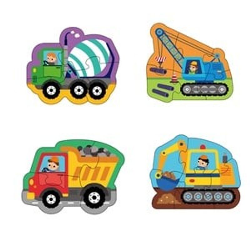 Jucarii, Copii si Bebe - Jucarii si jocuri - Jocuri si puzzle - Puzzle - Puzzle cu 4 Vehicule de Santier pentru Bebelusi, 16 piese, Multicolor - Infinity.ro
