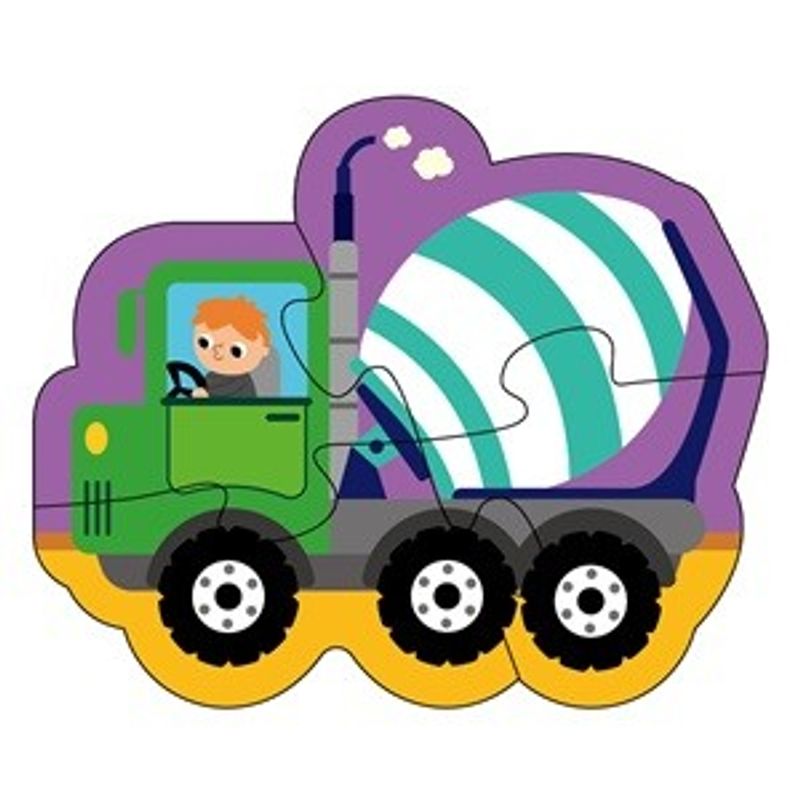 Jucarii, Copii si Bebe - Jucarii si jocuri - Jocuri si puzzle - Puzzle - Puzzle cu 4 Vehicule de Santier pentru Bebelusi, 16 piese, Multicolor - Infinity.ro