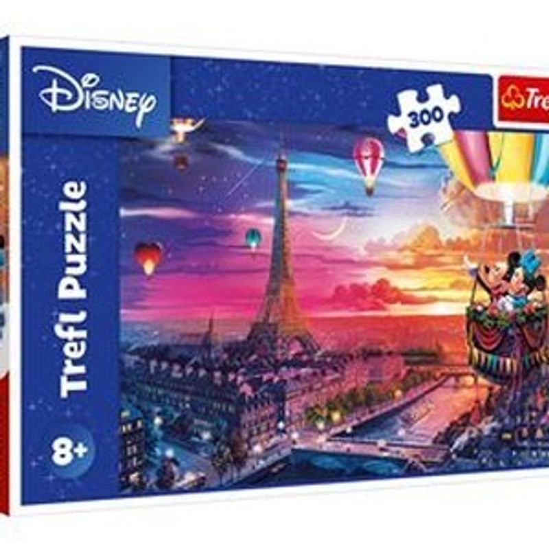 Jucarii, Copii si Bebe - Jucarii si jocuri - Jocuri si puzzle - Puzzle - Puzzle cu Mickey Mouse si Minnie Mouse in Balon de Aer deasupra Parisului, 300 de Piese, Multicolor - Infinity.ro