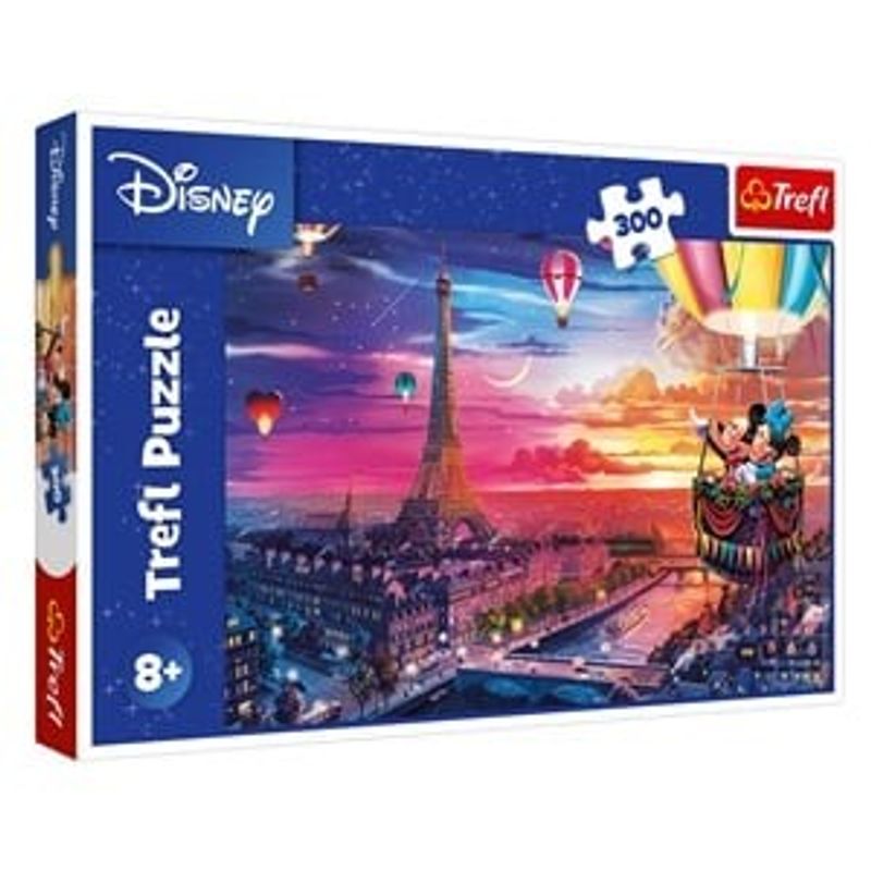 Jucarii, Copii si Bebe - Jucarii si jocuri - Jocuri si puzzle - Puzzle - Puzzle cu Mickey Mouse si Minnie Mouse in Balon de Aer deasupra Parisului, 300 de Piese, Multicolor - Infinity.ro