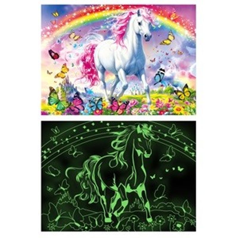 Jucarii, Copii si Bebe - Jucarii si jocuri - Jocuri si puzzle - Puzzle - Puzzle cu inorog fluorescent, 500 piese, multicolor - Infinity.ro