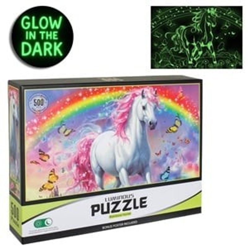 Jucarii, Copii si Bebe - Jucarii si jocuri - Jocuri si puzzle - Puzzle - Puzzle cu inorog fluorescent, 500 piese, multicolor - Infinity.ro