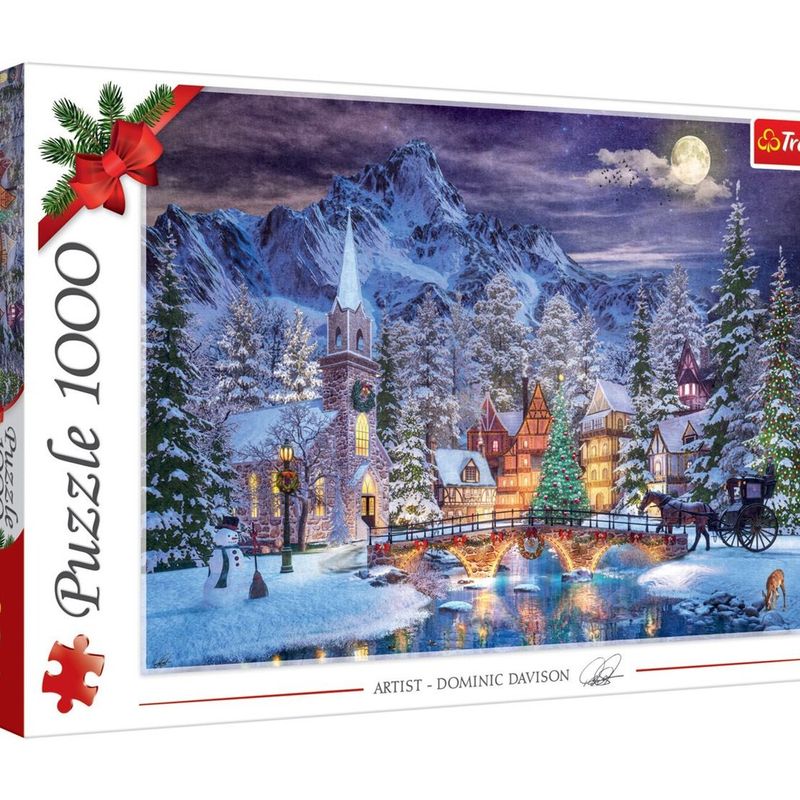 Jucarii, Copii si Bebe - Jucarii si jocuri - Jocuri si puzzle - Puzzle - Puzzle de Craciun cu Peisaj de Iarna din Muntii Dolomiti, 1000 de piese - Infinity.ro