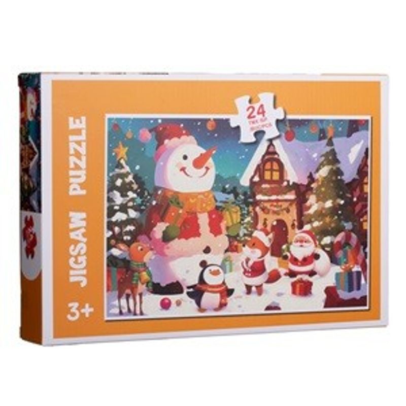 Jucarii, Copii si Bebe - Jucarii si jocuri - Jocuri si puzzle - Puzzle - Puzzle de Craciun cu Figurine in Sat Nins, 24 piese, Multicolor - Infinity.ro