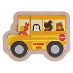 Jucarii, Copii si Bebe - Jucarii si jocuri - Jocuri si puzzle - Puzzle - Puzzle din Lemn Autobuz Scolar, 4 Piese, 16x12 cm, Galben - Infinity.ro