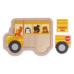 Jucarii, Copii si Bebe - Jucarii si jocuri - Jocuri si puzzle - Puzzle - Puzzle din Lemn Autobuz Scolar, 4 Piese, 16x12 cm, Galben - Infinity.ro