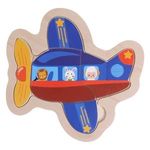 Jucarii, Copii si Bebe - Jucarii si jocuri - Jocuri si puzzle - Puzzle - Puzzle din Lemn Avion, 4 Piese, 15x15cm, Albastru - Infinity.ro