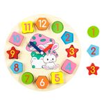 Jucarii, Copii si Bebe - Jucarii si jocuri - Jocuri si puzzle - Puzzle - Puzzle din Lemn Ceas cu Animale, 12 piese, 25 cm, Multicolor - Infinity.ro