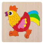 Jucarii, Copii si Bebe - Jucarii si jocuri - Jocuri si puzzle - Puzzle - Puzzle din Lemn cu Model Cocos, 5 Piese, 15x15cm, Multicolor - Infinity.ro