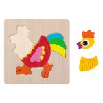 Jucarii, Copii si Bebe - Jucarii si jocuri - Jocuri si puzzle - Puzzle - Puzzle din Lemn cu Model Cocos, 5 Piese, 15x15cm, Multicolor - Infinity.ro