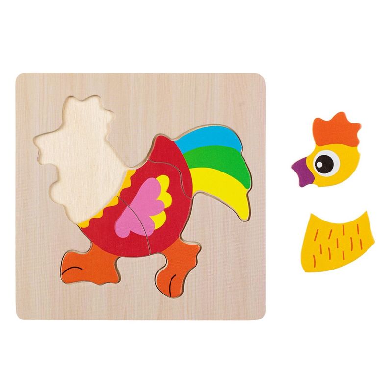 Jucarii, Copii si Bebe - Jucarii si jocuri - Jocuri si puzzle - Puzzle - Puzzle din Lemn cu Model Cocos, 5 Piese, 15x15cm, Multicolor - Infinity.ro