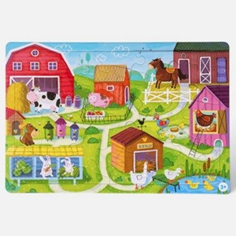 Jucarii, Copii si Bebe - Jucarii si jocuri - Jocuri si puzzle - Puzzle - Puzzle Ferma cu Animale, 24 Piese, Multicolor, Carton - Infinity.ro