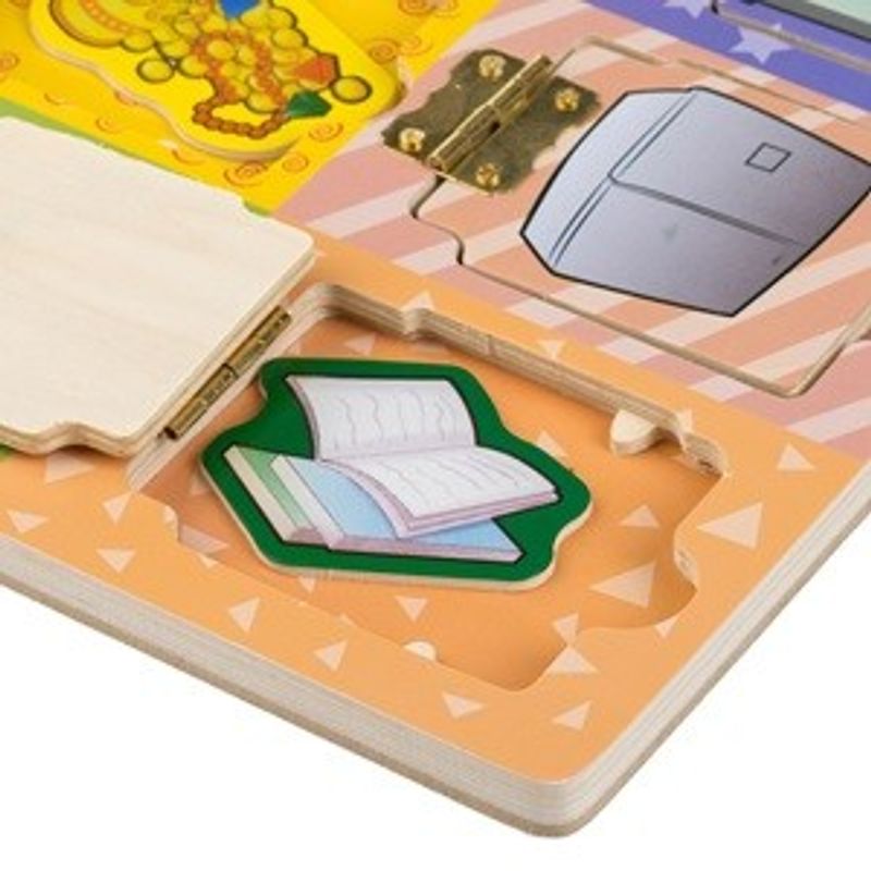Jucarii, Copii si Bebe - Jucarii si jocuri - Jocuri si puzzle - Puzzle - Puzzle din Lemn cu Usi si Obiecte, 30x22.5cm, Multicolor - Infinity.ro