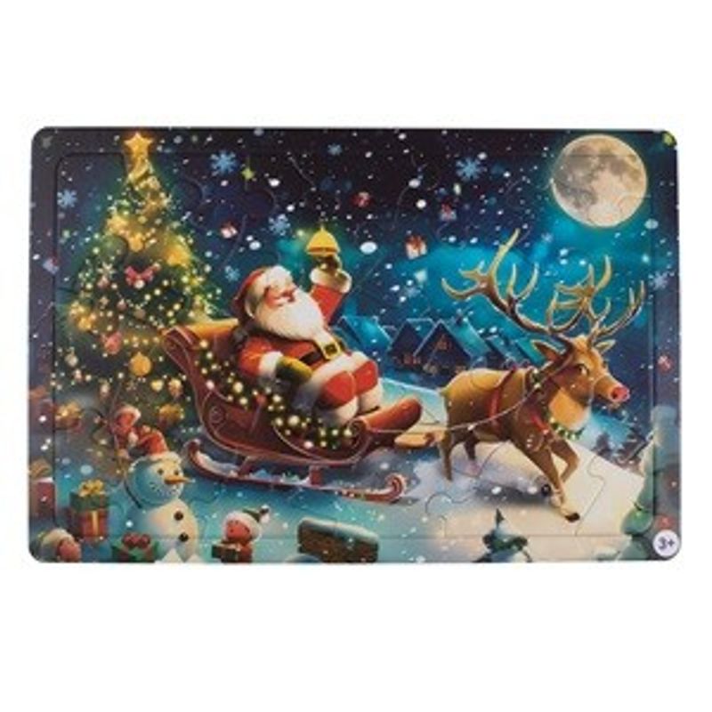 Jucarii, Copii si Bebe - Jucarii si jocuri - Jocuri si puzzle - Puzzle - Puzzle pentru copii, Mos Craciun cu sanie, 24 piese, carton, multicolor - Infinity.ro