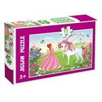 Jucarii, Copii si Bebe - Jucarii si jocuri - Jocuri si puzzle - Puzzle - Puzzle pentru copii cu printesa si unicorn, 24 piese, Carton, Roz - Infinity.ro
