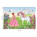Jucarii, Copii si Bebe - Jucarii si jocuri - Jocuri si puzzle - Puzzle - Puzzle pentru copii cu printesa si unicorn, 24 piese, Carton, Roz - Infinity.ro