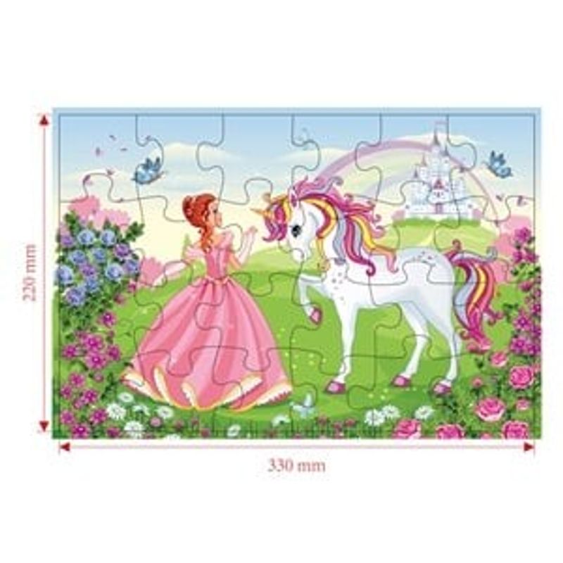 Jucarii, Copii si Bebe - Jucarii si jocuri - Jocuri si puzzle - Puzzle - Puzzle pentru copii cu printesa si unicorn, 24 piese, Carton, Roz - Infinity.ro