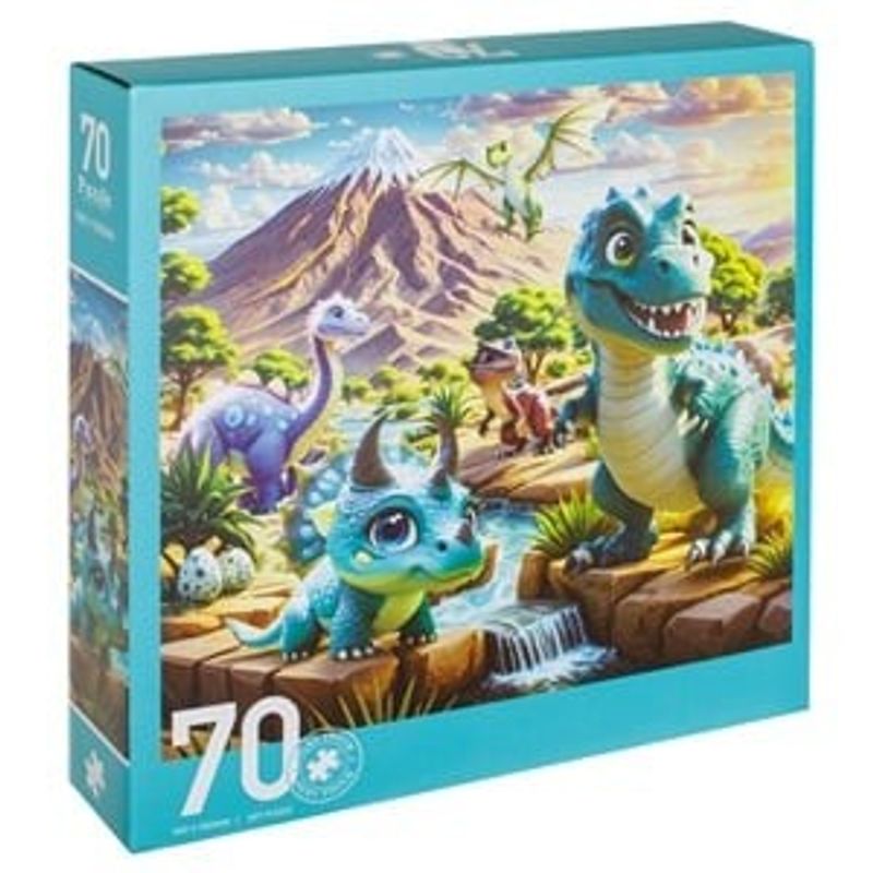 Jucarii, Copii si Bebe - Jucarii si jocuri - Jocuri si puzzle - Puzzle - Puzzle Rotund Dinozauri, 70 de piese, Multicolor, Carton - Infinity.ro
