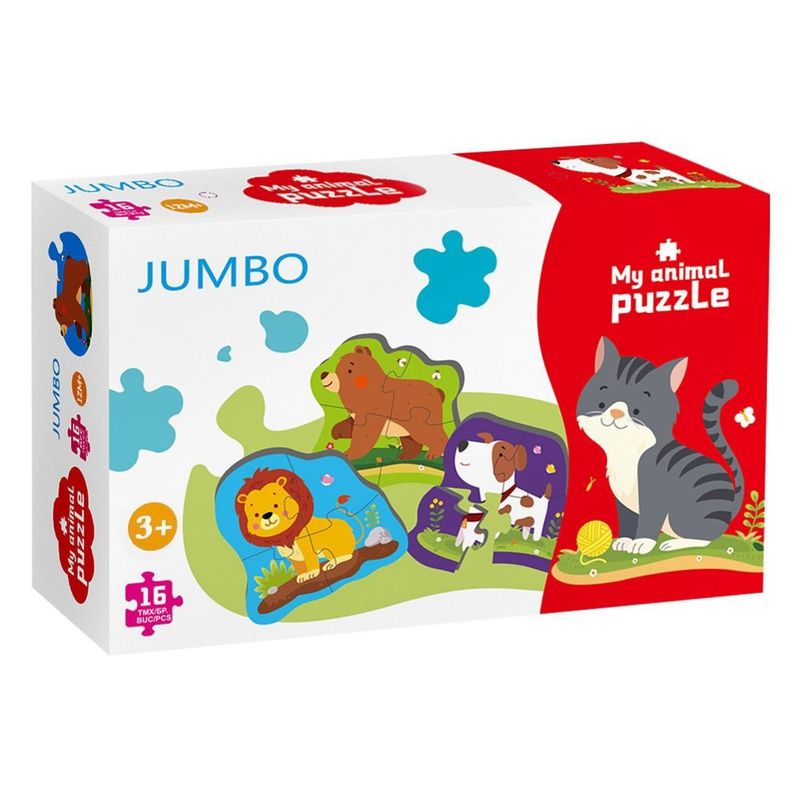 Jucarii, Copii si Bebe - Jucarii si jocuri - Jocuri si puzzle - Puzzle - Puzzle cu 4 Animale pentru Copii, 16 piese, Multicolor - Infinity.ro
