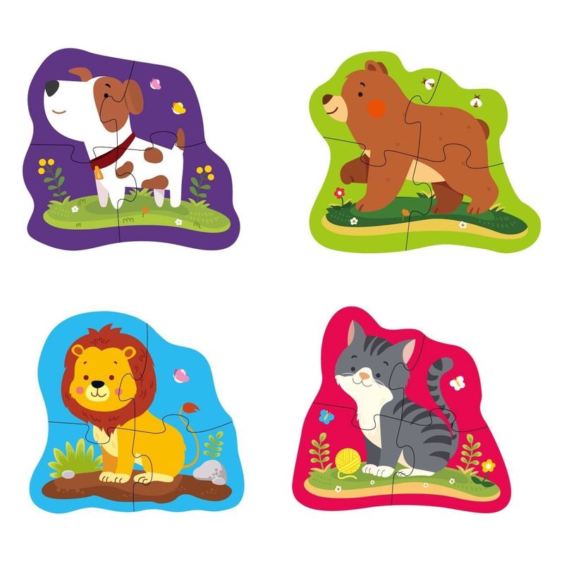 Jucarii, Copii si Bebe - Jucarii si jocuri - Jocuri si puzzle - Puzzle - Puzzle cu 4 Animale pentru Copii, 16 piese, Multicolor - Infinity.ro