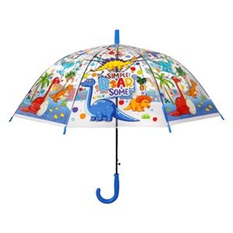 Fashion, accesorii si bijuterii - Copii - Accesorii copii - Alte accesorii copii - Umbrela de ploaie transparenta cu model dinozauri, pentru copii, 66 cm - Infinity.ro