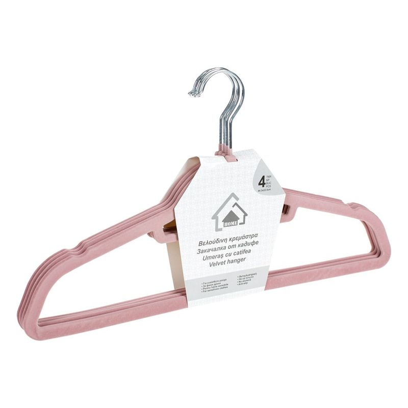Casa si Gradina - Mobilier - Organizare si depozitare - Umerase si valeti - Umerase catifelate, Set 4 buc, Roz, 44 cm - Infinity.ro