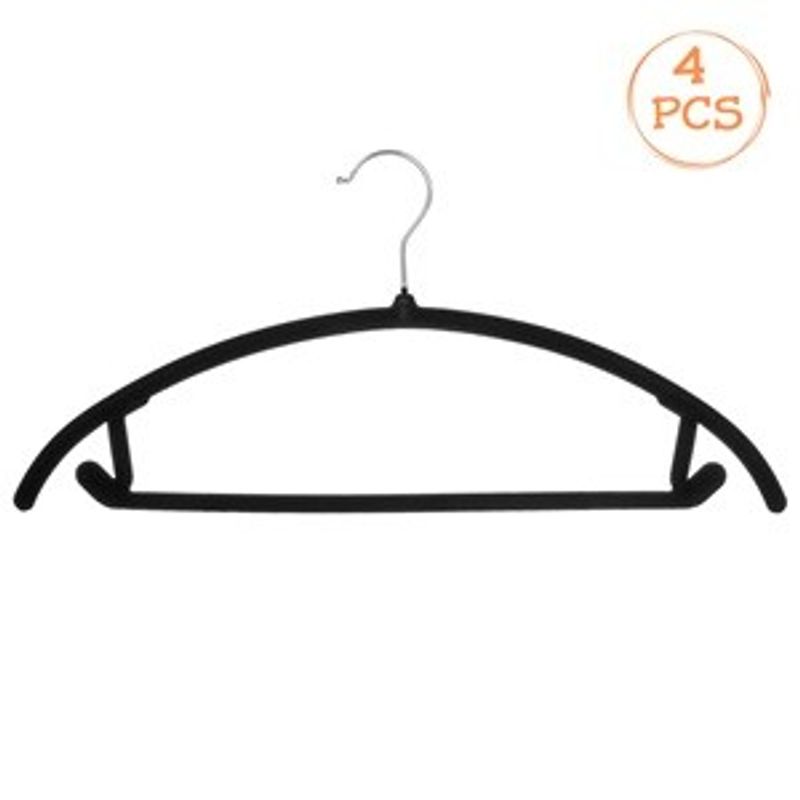 Casa si Gradina - Mobilier - Organizare si depozitare - Umerase si valeti - Umerase din Plastic Negre Catifelate, 44x21cm, 4 buc - Infinity.ro