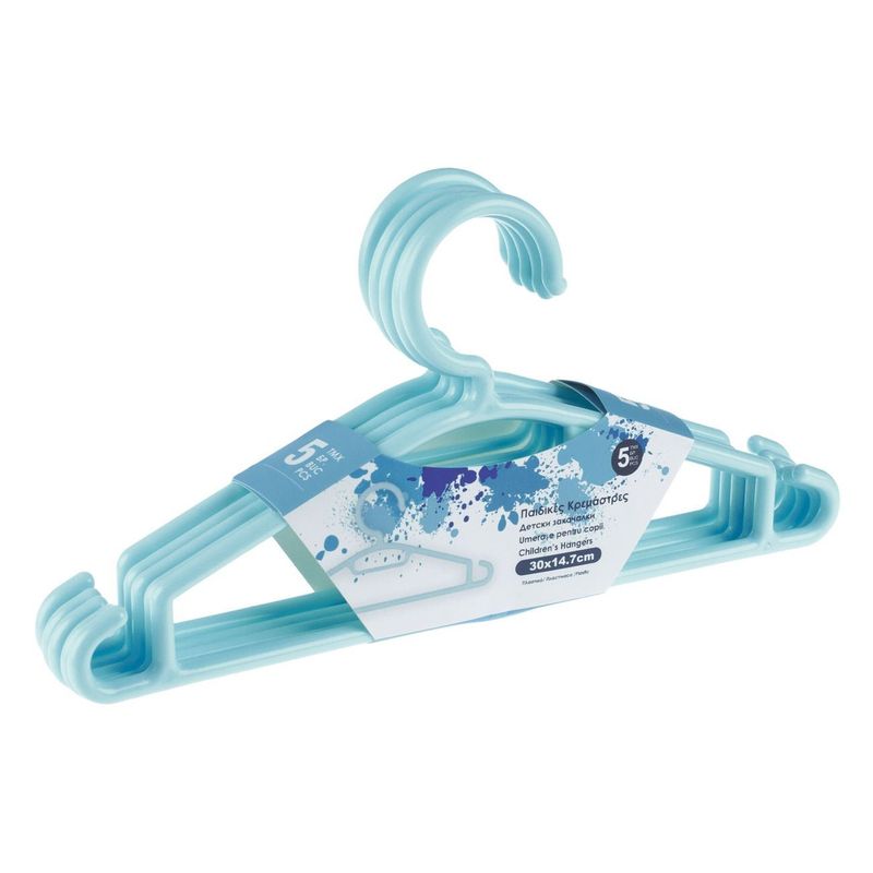 Casa si Gradina - Mobilier - Organizare si depozitare - Umerase si valeti - Umerase din plastic pentru copii, 5 buc, 30 cm, Ciel - Infinity.ro