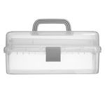 Casa si Gradina - Mobilier - Organizare si depozitare - Cutii depozitare - Valiza organizatoare din plastic transparent cu 3 nivele, 32,5x19,5x14,5 cm - Infinity.ro
