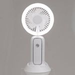 Electronice si Electrocasnice - Climatizare si sisteme de incalzire - Aparate racire aer - Ventilatoare - Ventilator mini reincarcabil cu LED si suport telefon, 21 cm, Alb - Infinity.ro