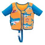 Jucarii, Copii si Bebe - Jucarii si jocuri - Jucarii de exterior - Colaci, ochelari si accesorii inot copii - Vesta de inot cu maneci din spuma, model rechin, pentru copii 3-6 ani (19-30 kg), portocalie - Infinity.ro