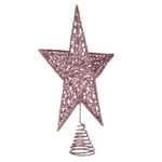 Casa si Gradina - Decoratiuni - Decoratiuni de sezon - Vârf Brad Stea 3D Roz cu Glitter Model Perforat - Infinity.ro