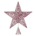 Casa si Gradina - Decoratiuni - Decoratiuni de sezon - Vârf Brad Stea 3D Roz cu Glitter Model Perforat - Infinity.ro