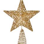 Casa si Gradina - Decoratiuni - Decoratiuni de sezon - Vârf pentru brad, Auriu, Glitter, 3D, 33 cm - Infinity.ro