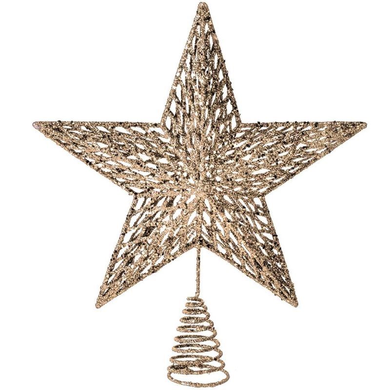 Casa si Gradina - Decoratiuni - Decoratiuni de sezon - Vârf pentru brad, Stea 3D, Bej, 33 cm - Infinity.ro