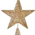 Casa si Gradina - Decoratiuni - Decoratiuni de sezon - Vârf pentru brad, Stea 3D Aurie cu Glitter, 33 cm - Infinity.ro