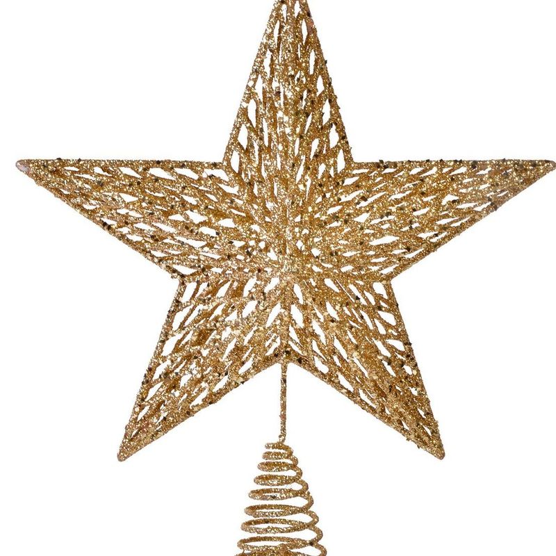 Casa si Gradina - Decoratiuni - Decoratiuni de sezon - Vârf pentru brad, Stea 3D Aurie cu Glitter, 33 cm - Infinity.ro