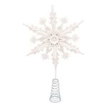 Casa si Gradina - Decoratiuni - Decoratiuni de sezon - Vârf pentru brad, Fulg alb cu sclipici, 23 cm - Infinity.ro