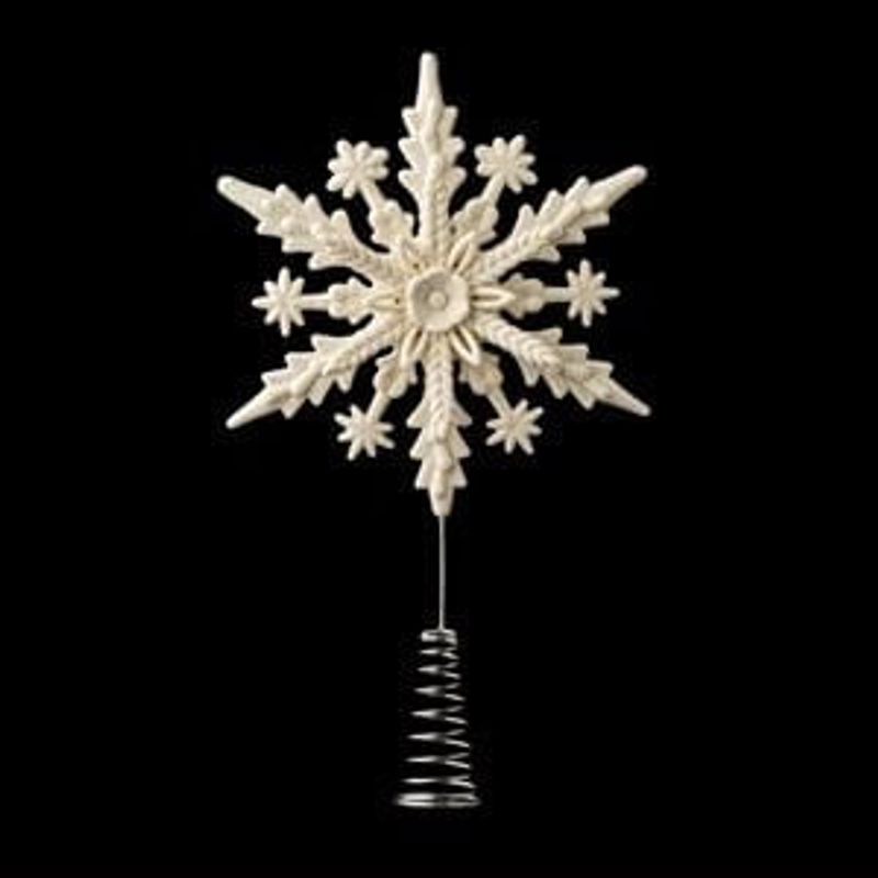 Casa si Gradina - Decoratiuni - Decoratiuni de sezon - Vârf pentru brad, Fulg alb cu sclipici, 23 cm - Infinity.ro