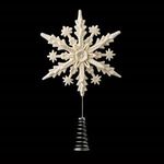 Casa si Gradina - Decoratiuni - Decoratiuni de sezon - Vârf pentru brad, Fulg alb cu sclipici, 23 cm - Infinity.ro