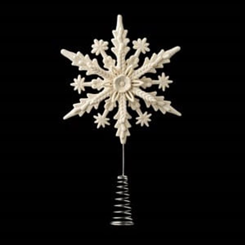 Casa si Gradina - Decoratiuni - Decoratiuni de sezon - Vârf pentru brad, Fulg alb cu sclipici, 23 cm - Infinity.ro